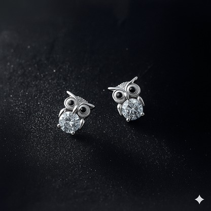 Nyvele MODIAN 925 Sterling Silver Zircon Owl Stud Earrings – for Women