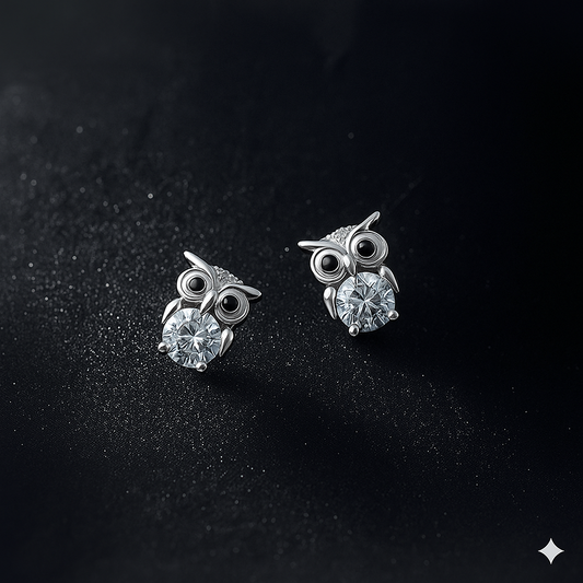 Nyvele MODIAN 925 Sterling Silver Zircon Owl Stud Earrings – for Women