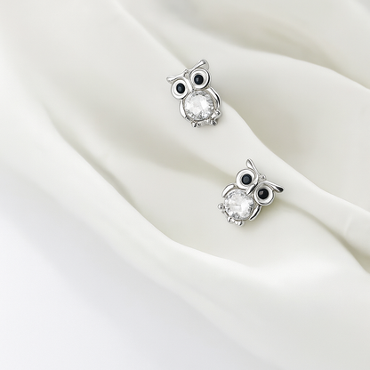 Nyvele MODIAN 925 Sterling Silver Zircon Owl Stud Earrings – for Women