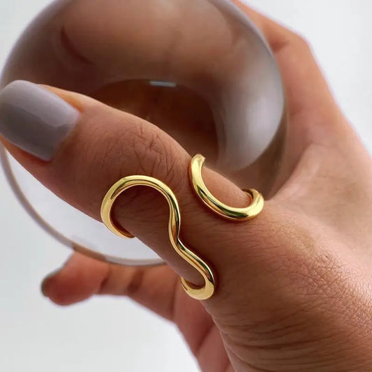 Nyvele Gold Plated Stainless Steel Open Ring for Women – Trendy Jewelry