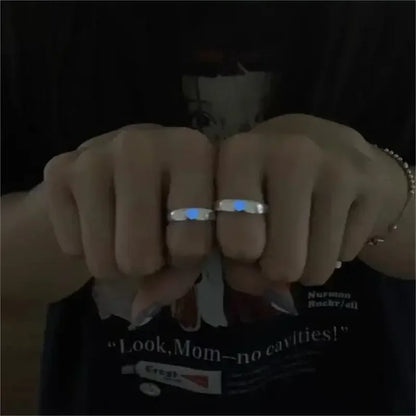 Nyvele Glowing Blue & Pink Heart Ring – Couple Jewelry for Couple