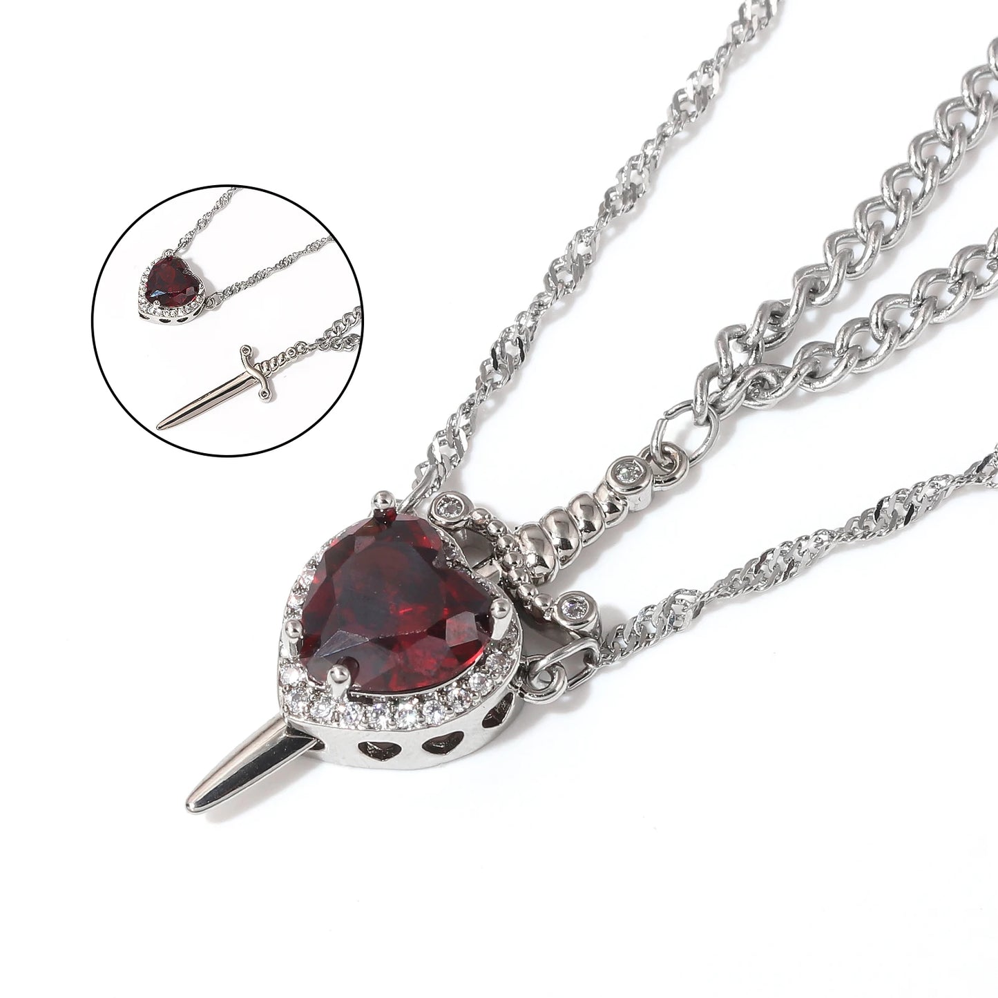Nyvele Heart Sword Pendant Necklace – Couple Jewelry