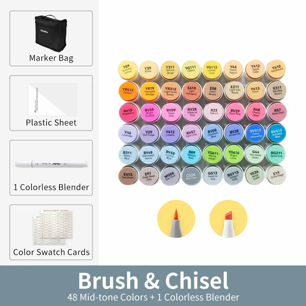 Nyvele - Conjunto Profissional  de Marcadores Ohuhu Honolulu para Desenho