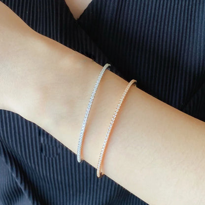 Nyvele Sterling Silver Gold Bangle with Diamonds – Women’s Wedding Jewelry 6cm