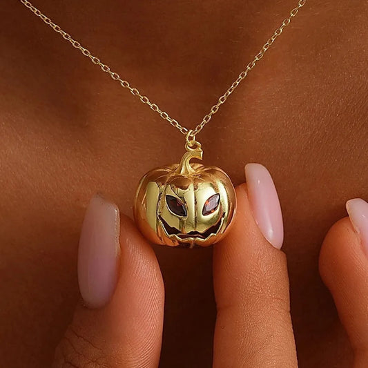 Nyvele Gold Plated Pumpkin Necklace – Simple Dainty Halloween Jewelry Gift