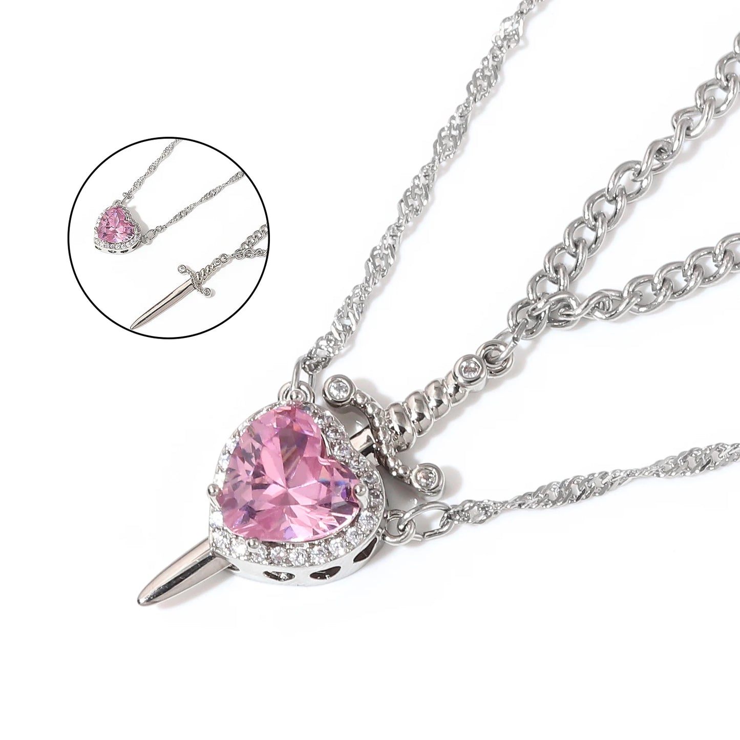 Nyvele Heart Sword Pendant Necklace – Couple Jewelry