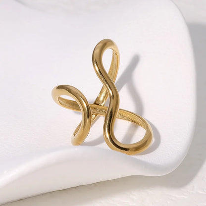 Nyvele Gold Plated Stainless Steel Open Ring for Women – Trendy Jewelry