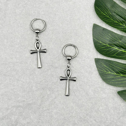 Nyvele Egyptian Ankh Cross Drop Earrings – Stainless Steel Key of Life