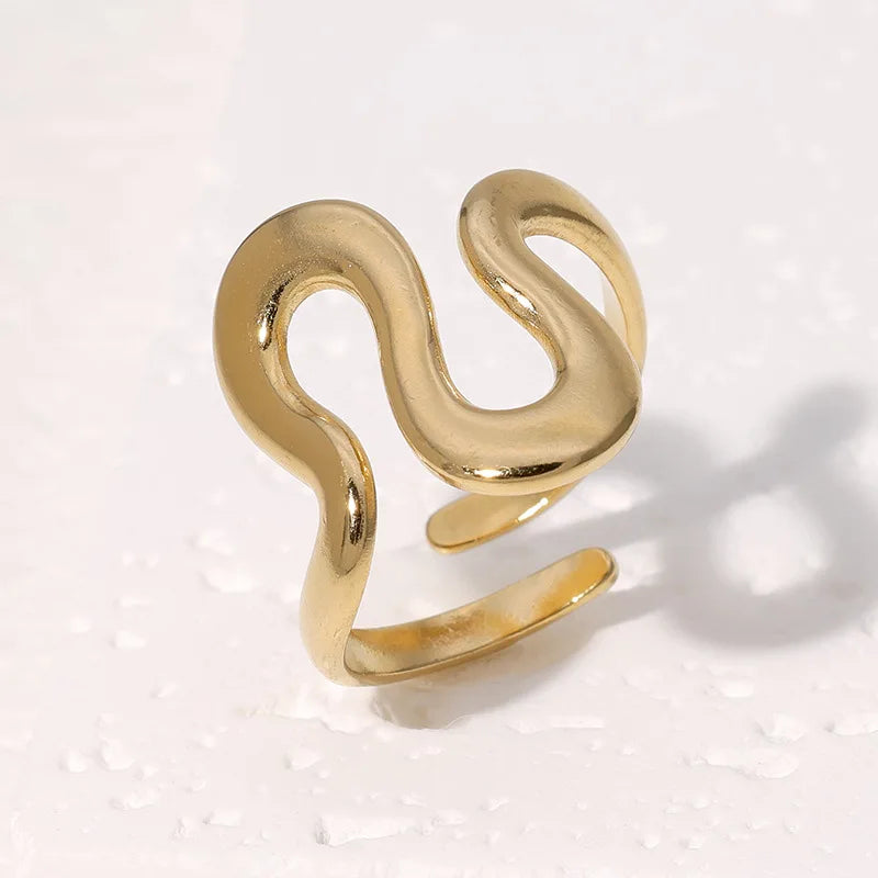 Nyvele Gold Plated Stainless Steel Open Ring for Women – Trendy Jewelry