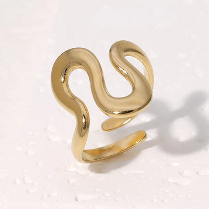Nyvele Gold Plated Stainless Steel Open Ring for Women – Trendy Jewelry