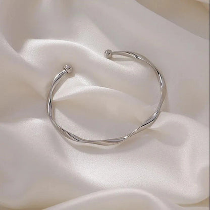 Nyvele Mobius Smooth Cuff Open Bracelet for Women – Simple Wedding Jewelry Gift