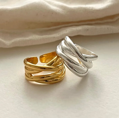 Nyvele Sterling Silver Geometric Gold Ring for Women – Handmade Fashion Jewelry