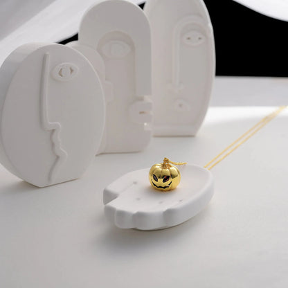 Nyvele Gold Plated Pumpkin Necklace – Simple Dainty Halloween Jewelry Gift