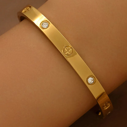Nyvele Stainless Steel Four Leaf Clover Bracelet – Lucky Gold Bangle for Women