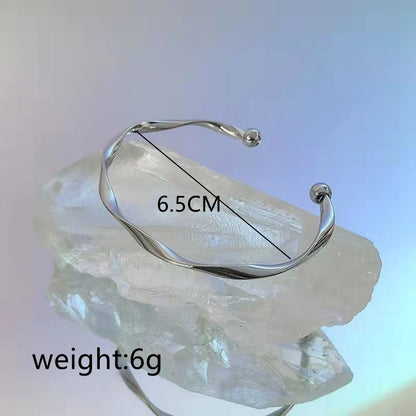 Nyvele Mobius Smooth Cuff Open Bracelet for Women – Simple Wedding Jewelry Gift