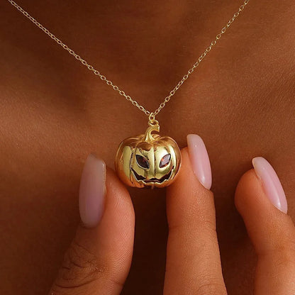 Nyvele Gold Plated Pumpkin Necklace – Simple Dainty Halloween Jewelry Gift