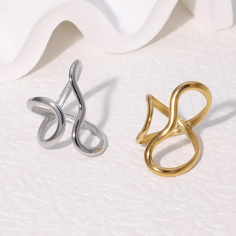 Nyvele Gold Plated Stainless Steel Open Ring for Women – Trendy Jewelry