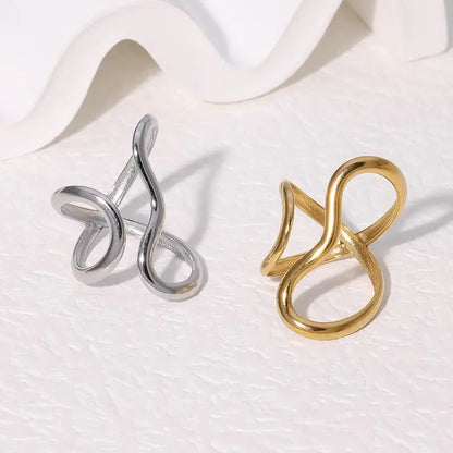 Nyvele Gold Plated Stainless Steel Open Ring for Women – Trendy Jewelry