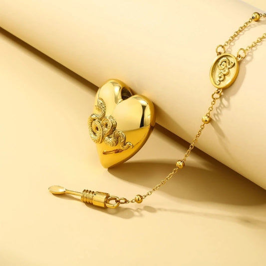 Nyvele Heart Pendant Necklace – Snake Design, Valentine Gift for Women & Girls