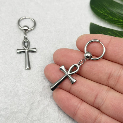 Nyvele Egyptian Ankh Cross Drop Earrings – Stainless Steel Key of Life