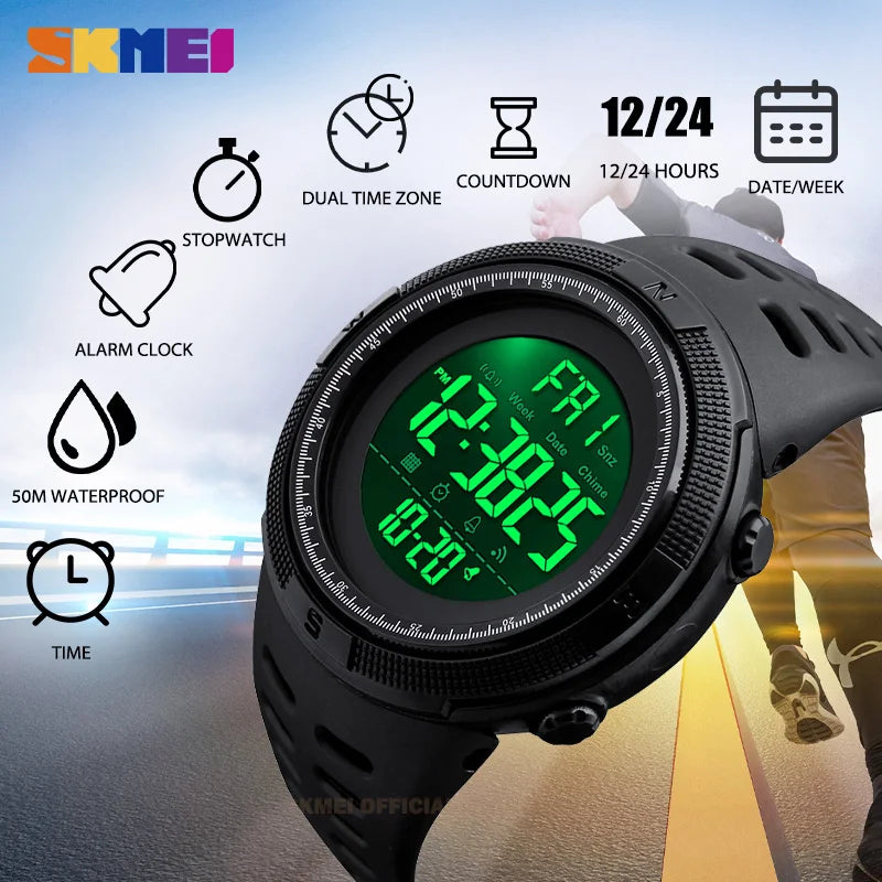 Nyvele 1251 Men’s Digital Sports Watch – Waterproof & Multi-Function