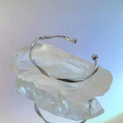 Nyvele Mobius Smooth Cuff Open Bracelet for Women – Simple Wedding Jewelry Gift