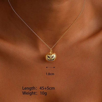 Nyvele Gold Plated Pumpkin Necklace – Simple Dainty Halloween Jewelry Gift