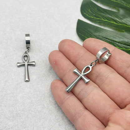 Nyvele Egyptian Ankh Cross Drop Earrings – Stainless Steel Key of Life