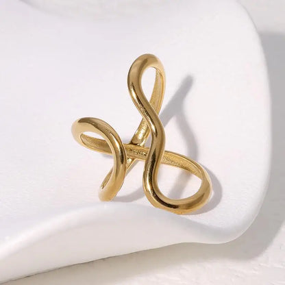 Nyvele Gold Plated Stainless Steel Open Ring for Women – Trendy Jewelry