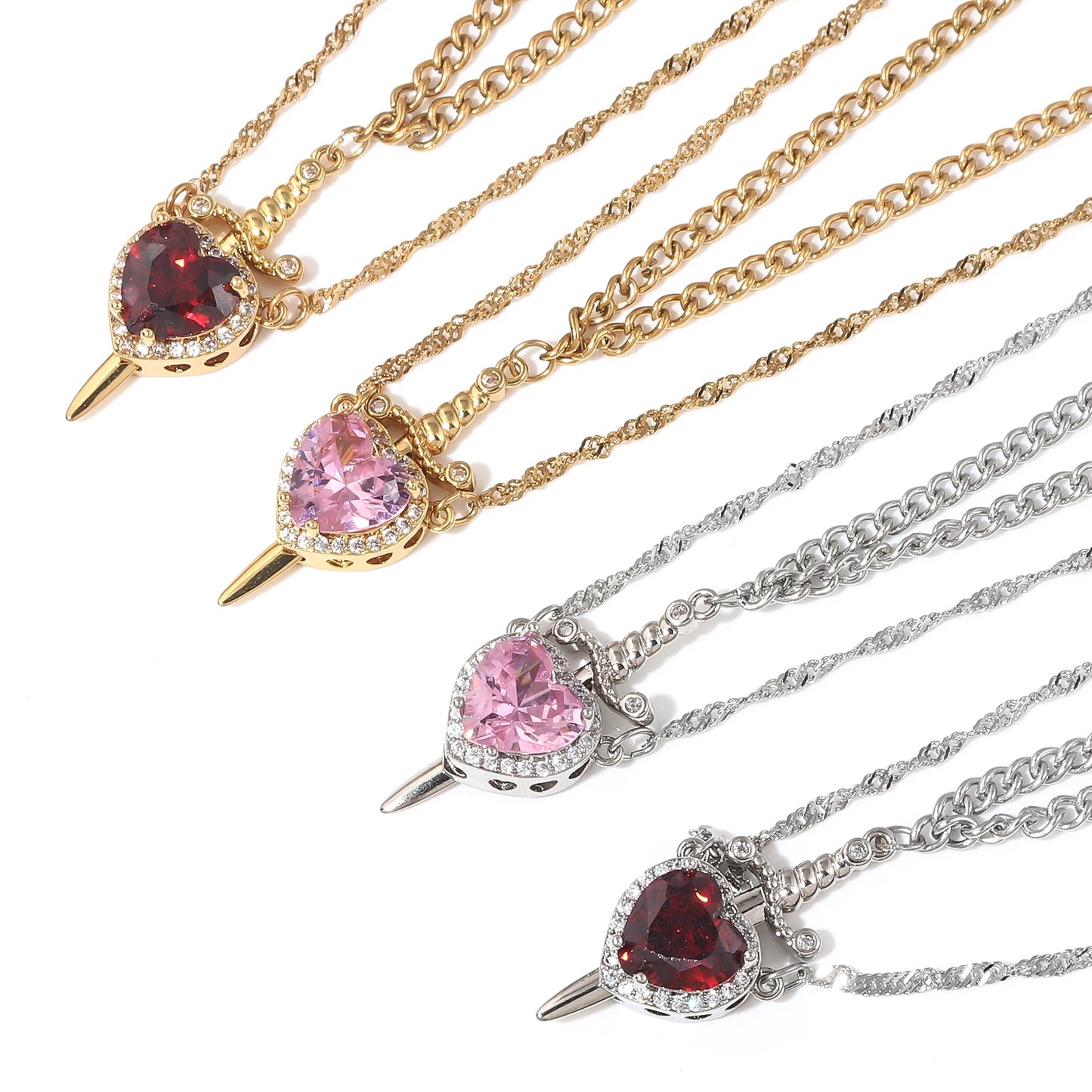 Nyvele Heart Sword Pendant Necklace – Couple Jewelry