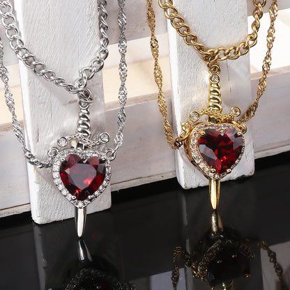 Nyvele Heart Sword Pendant Necklace – Couple Jewelry
