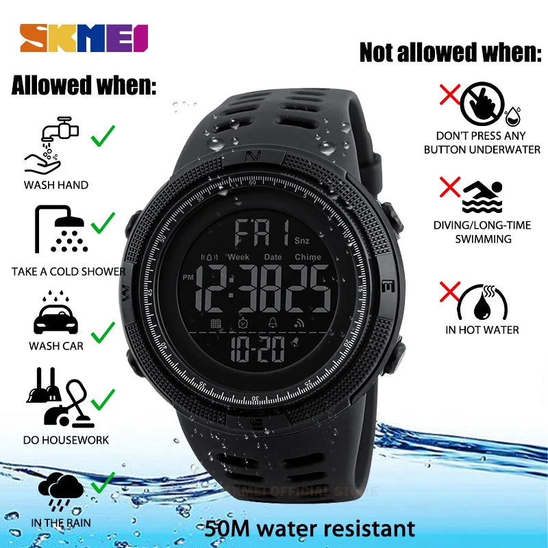 Nyvele 1251 Men’s Digital Sports Watch – Waterproof & Multi-Function
