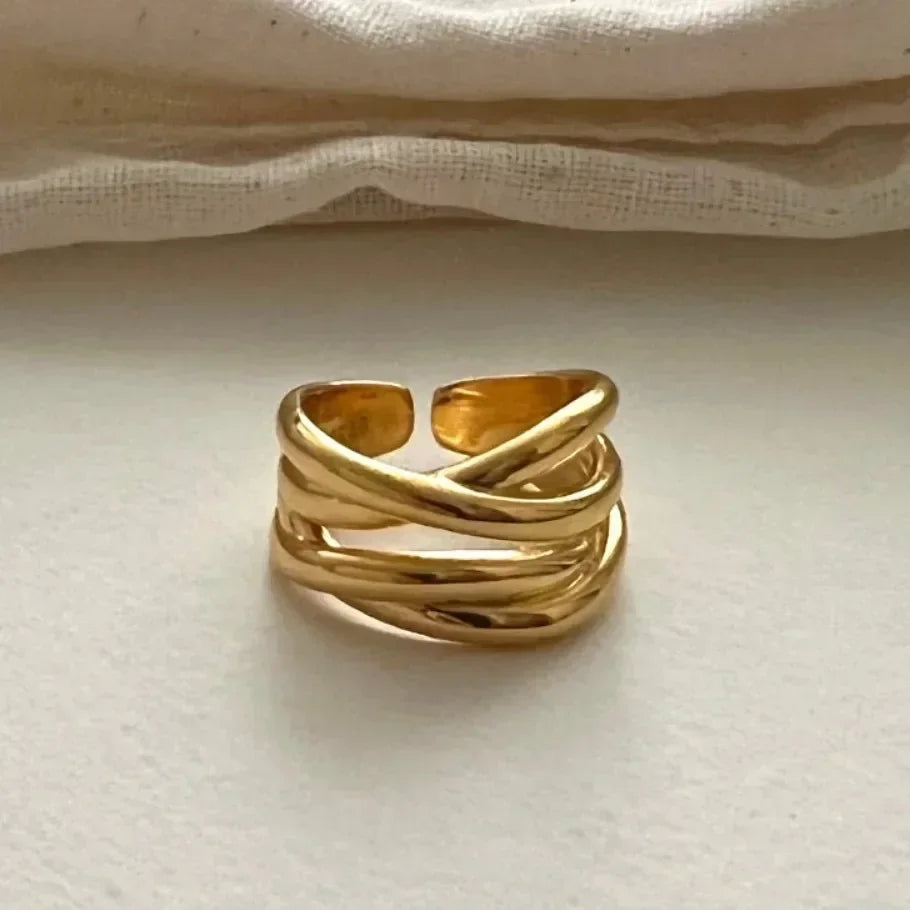 Nyvele Sterling Silver Geometric Gold Ring for Women – Handmade Fashion Jewelry