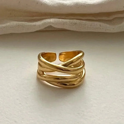 Nyvele Sterling Silver Geometric Gold Ring for Women – Handmade Fashion Jewelry
