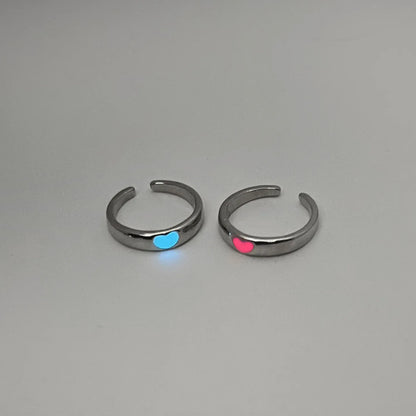 Nyvele Glowing Blue & Pink Heart Ring – Couple Jewelry for Couple