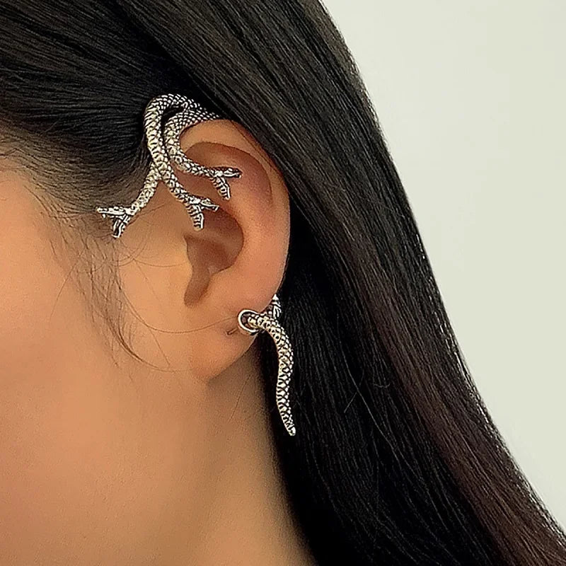 Nyvele Vintage Snake Cuff Earrings Gothic Punk Stud Jewelry