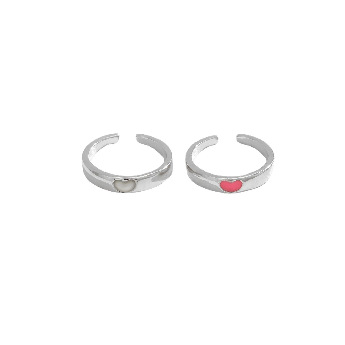 Nyvele Glowing Blue & Pink Heart Ring – Couple Jewelry for Couple