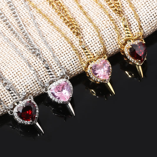 Nyvele Heart Sword Pendant Necklace – Couple Jewelry