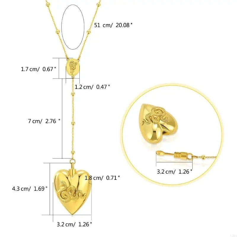 Nyvele Heart Pendant Necklace – Snake Design, Valentine Gift for Women & Girls